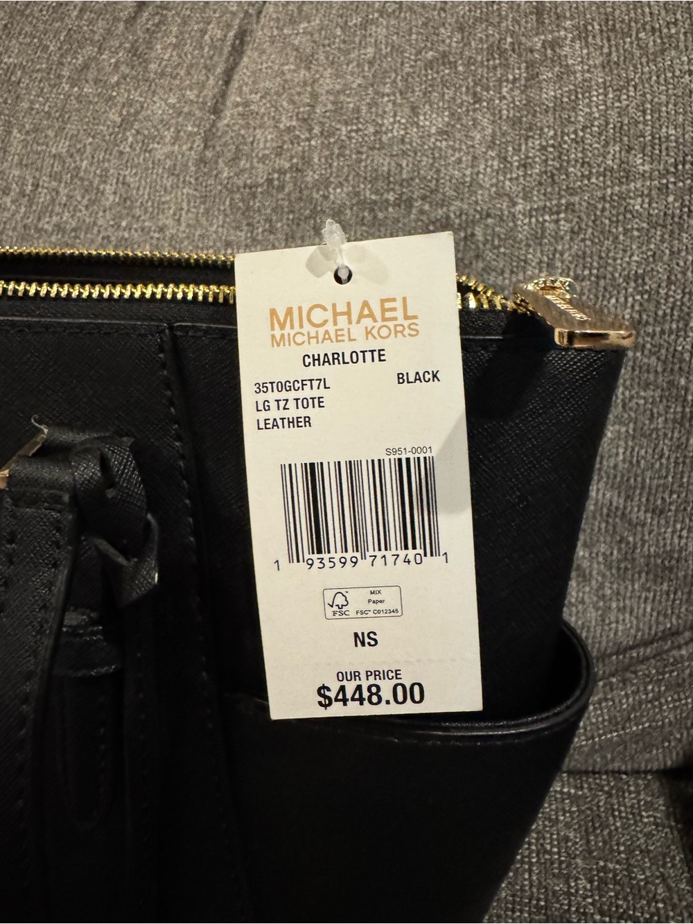 Michael Kors Black Saffiano Tote with Gold Accents - Picture 7 of 7